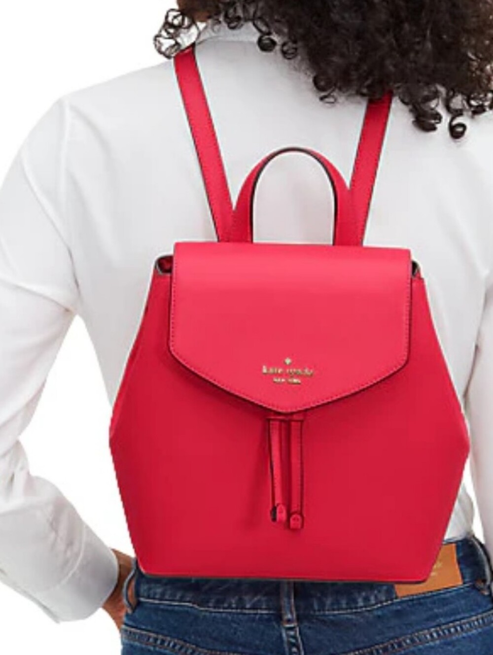 kate spade Red Leather Drawstring Flap Mini Backpack
